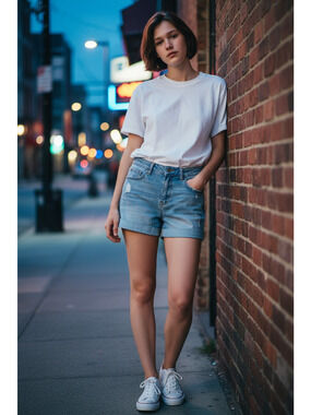 Denim Shorts Light Wash Distressed Cuffed Hem Casual Summer Cotton Jean Shorts